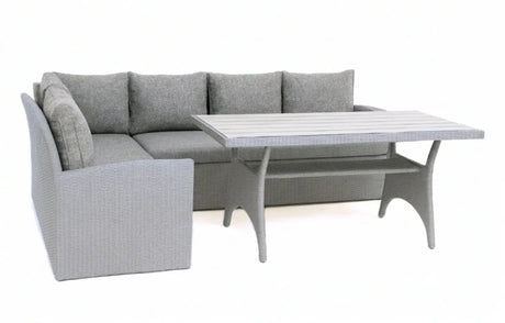 Stockholm 6 Seater Grey Rattan Corner Garden Dining and Lounge Set - Dandys Landscape Supplies