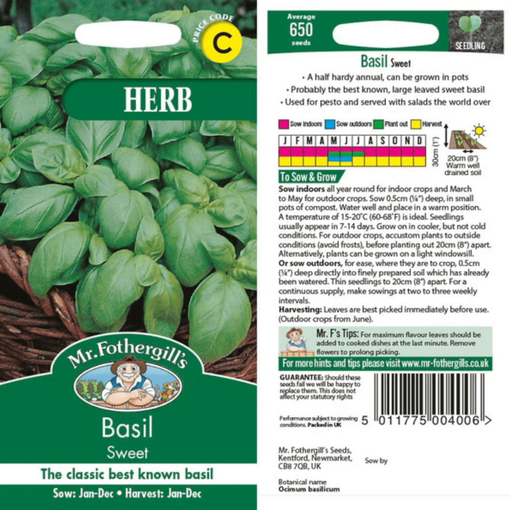 Sweet Basil Herb Seeds - Dandys Landscape Supplies