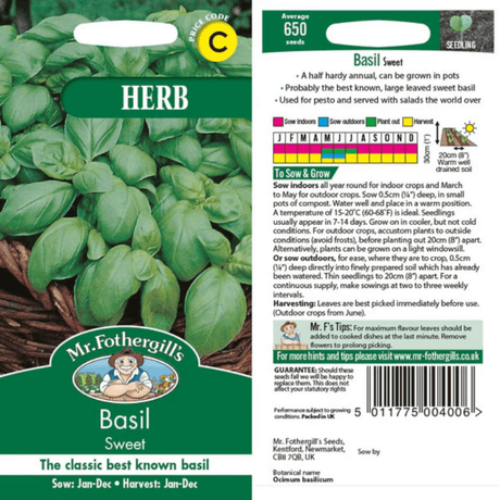 Sweet Basil Herb Seeds - Dandys Landscape Supplies