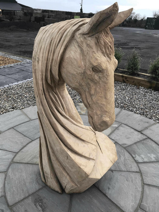 Horse Head Wood Carving Sculpture | Dandys 