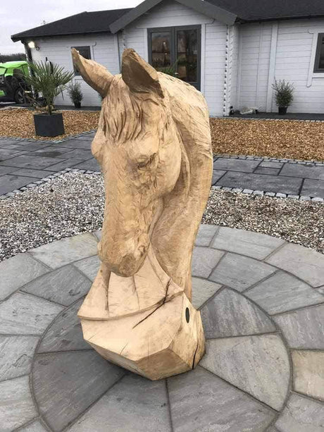 Horse Head Wood Carving Sculpture | Dandys 